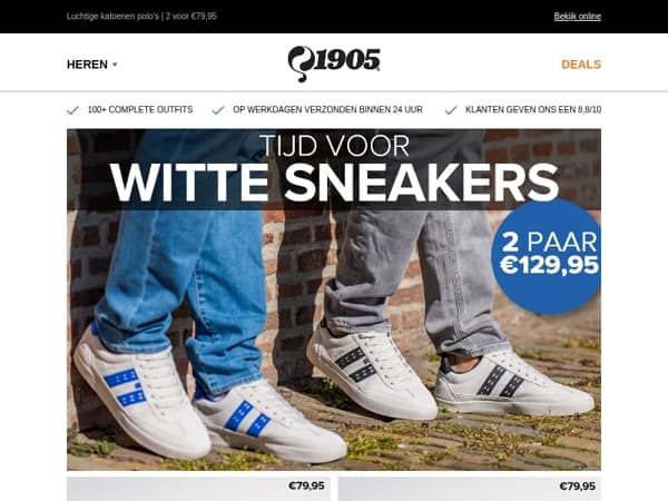 Tijd voor witte sneakers!☀️ 2 paar €129,95