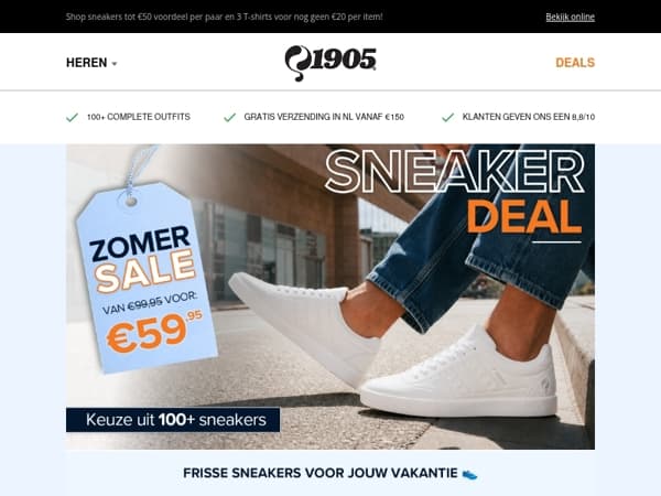 👟 Sneakers tot 50% korting + 3 T-shirts voor €59,95