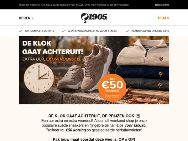 De klok gaat achteruit, de prijzen ook! 🕒