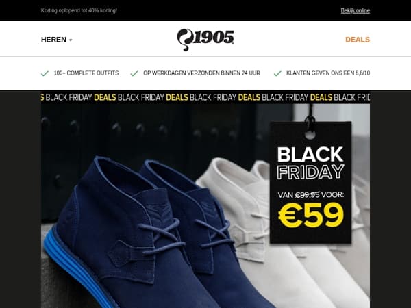 Black Friday Deals: Boots en Truien voor €59!