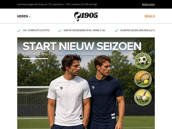 Nieuw sportseizoen: Tot 50% stapelkorting!
