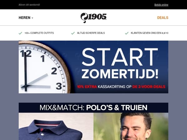 Start zomertijd! +10% extra korting op alle 2 voor deals!