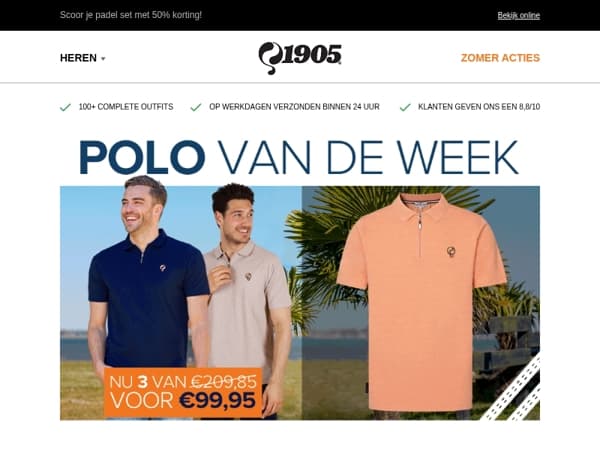 Nieuwe polodeal! Meer dan €110 voordeel op onze populairste polo’s.