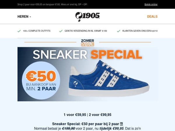 👟 Sneaker Special: €50 per paar bij aankoop van min 2