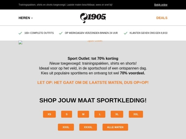 Sport Outlet aangevuld – tot 70% korting