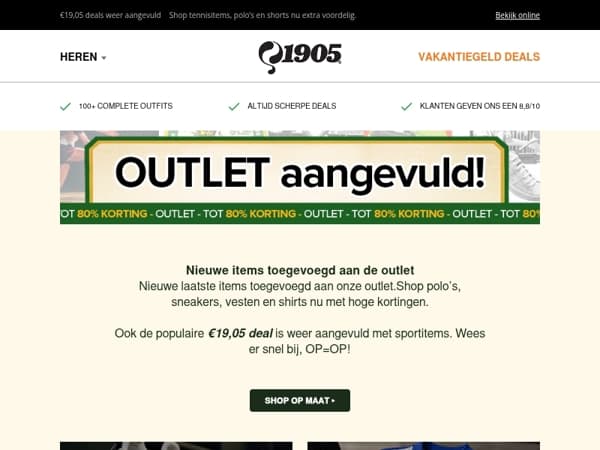Outlet aangevuld met voorjaarsfavorieten!