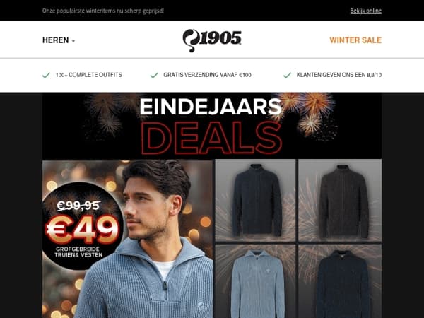 Eindejaarsdeals: Warme truien & vesten tot 50% voordeel!