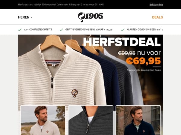 Alleen deze week: half-zip trui €69,95