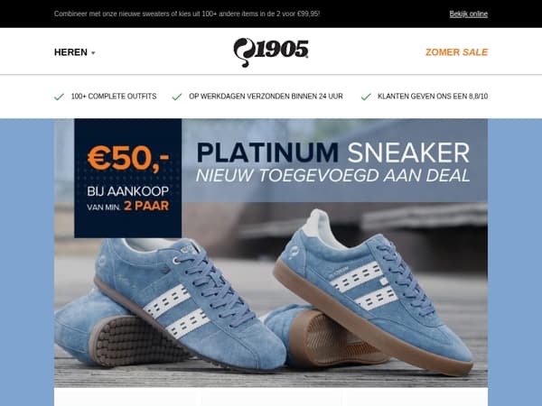 Scherpe Sneaker deal: €50,- per paar bij aankoop van minimaal 2!