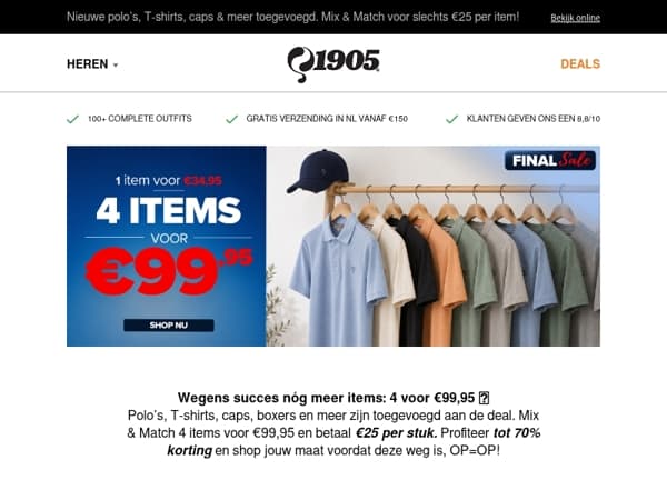 🔥 4 items voor €99,95: deal nu uitgebreid!