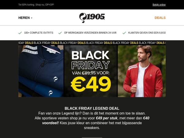 Black Friday Legend Deal: Vesten en Sneakers voor €49!