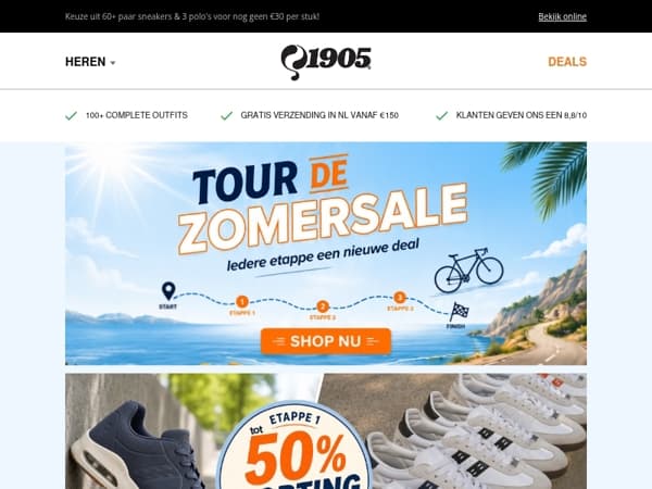 Tot 50% korting op sneakers: Tour de Zomersale gestart 🚴