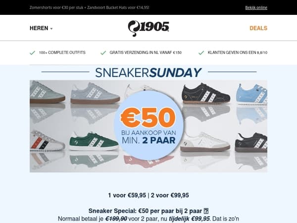 🔥 Sneaker Sunday: €50 per paar bij aankoop van 2