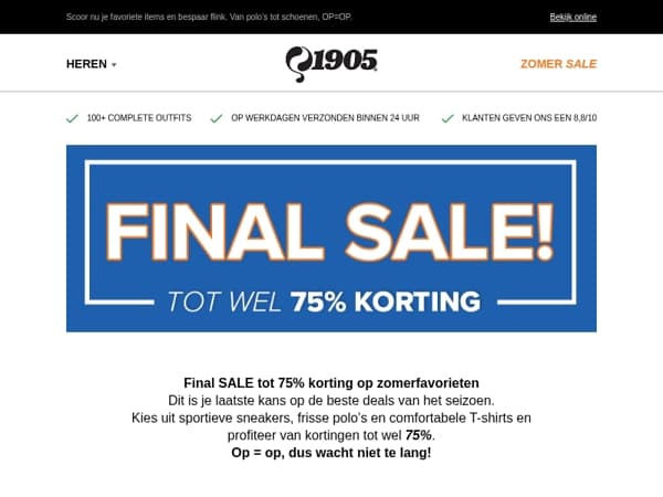 Final Sale tot 75% korting!
