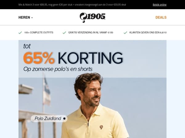 30 graden? Tijd voor polo's & shorts tot 65% korting ☀️