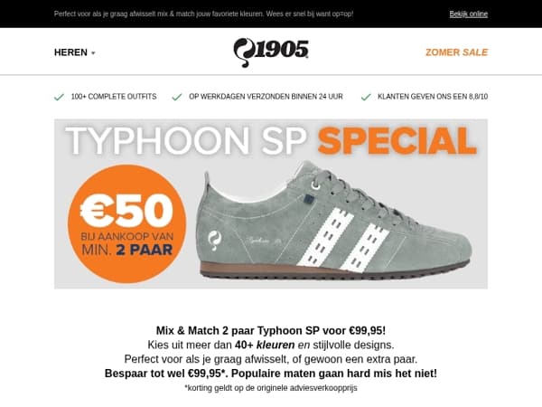 Typhoon SP SALE! Nu ALLE kleuren voor maar €50,- bij aankoop van min 2 paar!
