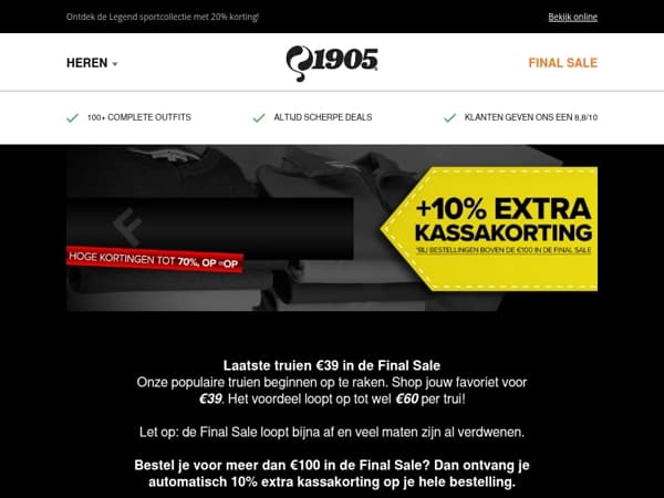 Truien €39 in de Final Sale. Laatste maten!