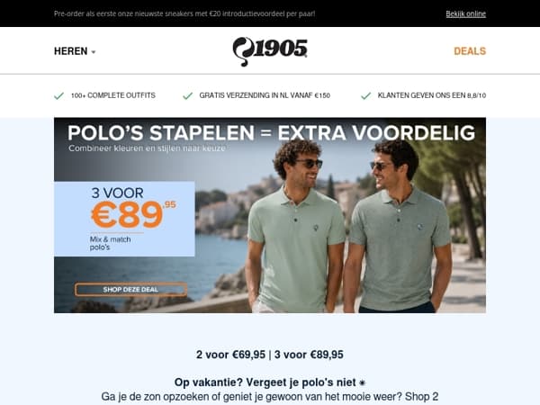 Op vakantie? 3 polo's voor €89,95 ☀️