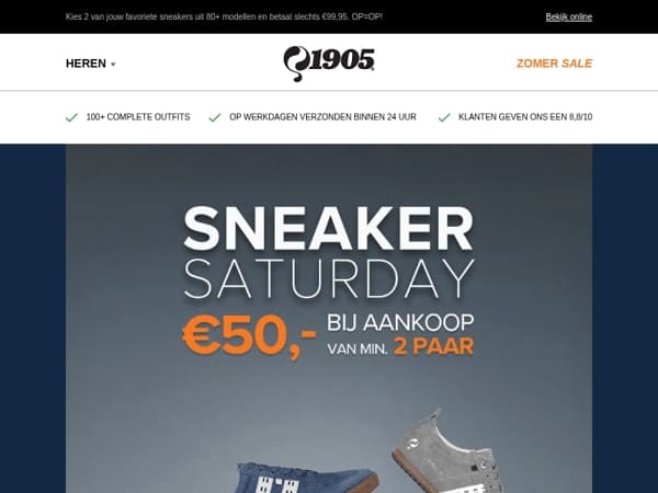 Sneaker Saturday: €50,- per paar bij aankoop van minimaal 2!