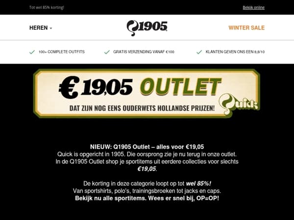 Alles voor €19,05 in de Q1905 Outlet!