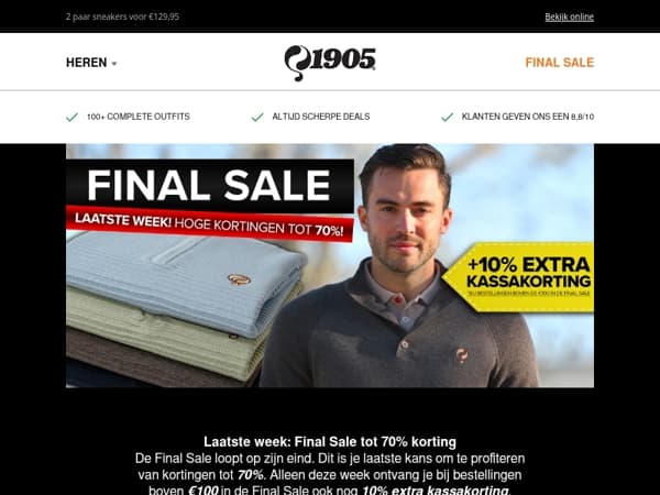 Laatste week: Final Sale tot 70% + 10% extra korting!