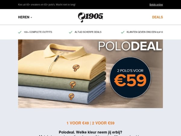 2 polo’s €59 & voorjaarssneakers €59