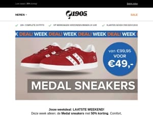 🔥 Alleen dit weekend nog: 50% korting op Medal sneakers