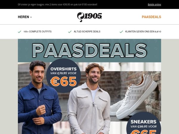 🐣 Paasdeals: sneakers & overshirts voor €65!