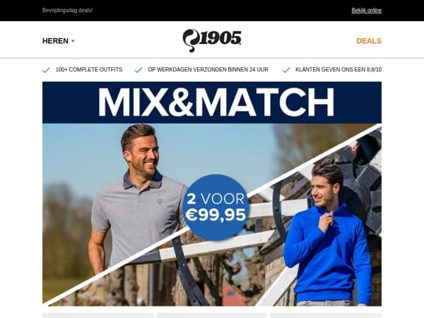 MIX&MATCH 2 items voor €99,95