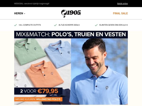 2 items €79,95 | Nieuwe polo’s, truien & vesten!