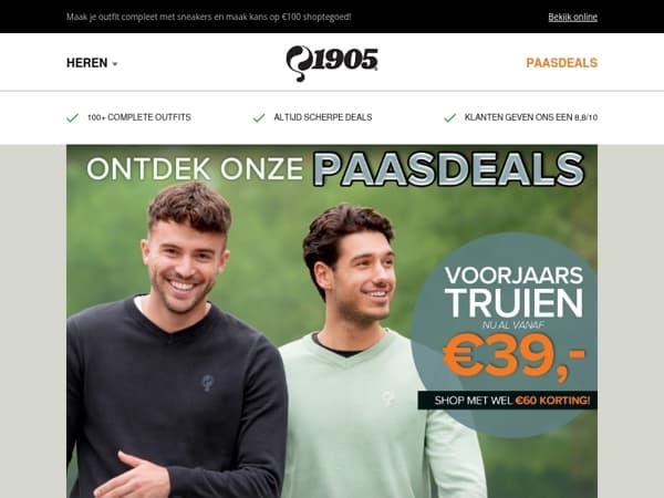 Voor Pasen in huis. Voorjaarstruien vanaf €39!