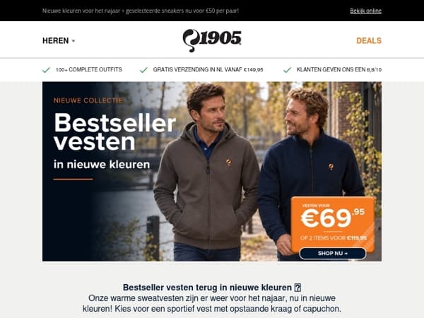 Bestseller vesten terug: nu €69,95 🍂