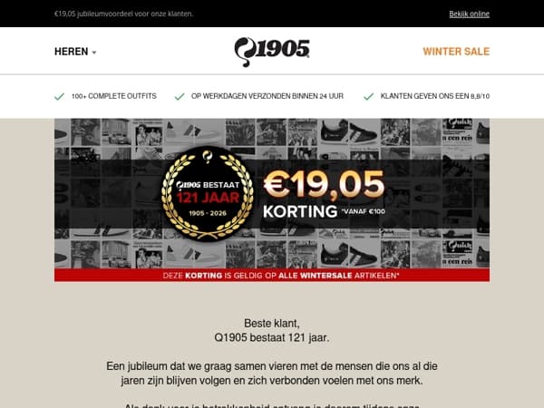 121 jaar Q1905. Een bedankje voor jou.