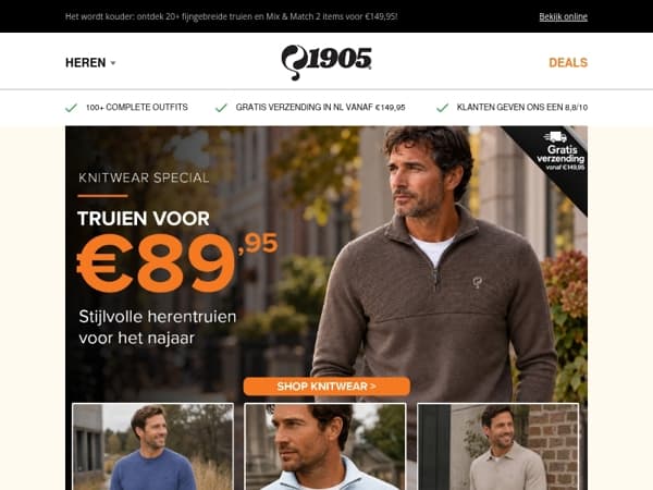 Nieuwe truien nu voor €89,95 🍂