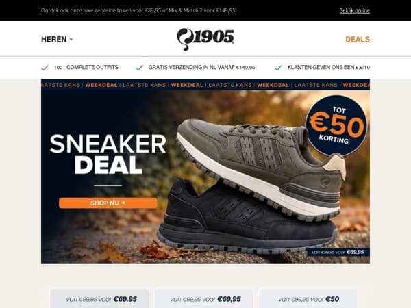 Laatste kans: tot €50 korting op najaarssneakers! 👟