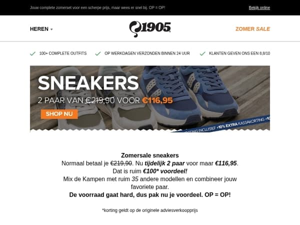 Zomersale: sneakers & polo’s met voordeel oplopend tot €150!