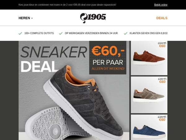 Alleen dit weekend: Suède sneakers voor €60!