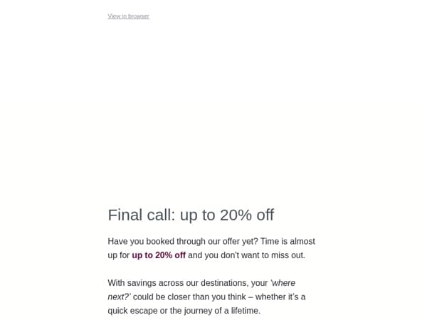 ⏳ Up to 20% off ends tomorrow