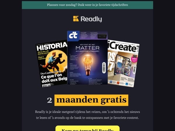 2 maanden GRATIS met Readly: blijf op de hoogte én goed vermaakt