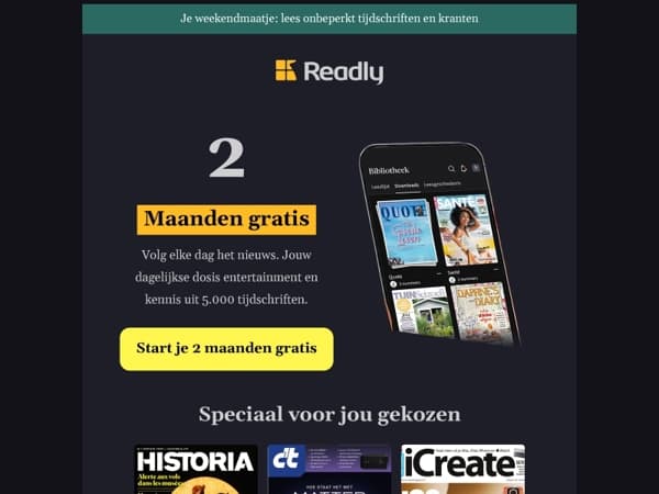 Laatste kans dit weekend: 2 maanden gratis nieuws & tijdschriften