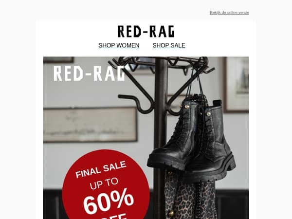 Up to 60% off on final Red-Rag Women pairs.