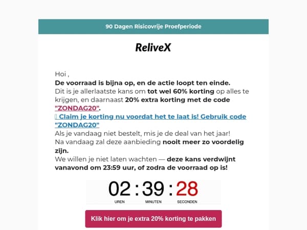 Laatste kans! De voorraad raakt bijna op, mis deze deal niet