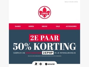 2E PAAR 50% KORTING