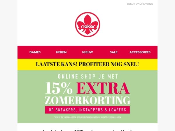 Laatste kans: 15% extra zomerkorting!