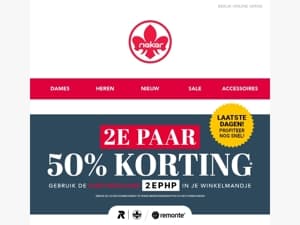 Laatste dagen: 2e paar 50%