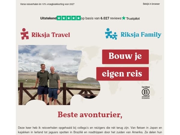 Reis mee met onze reizigers