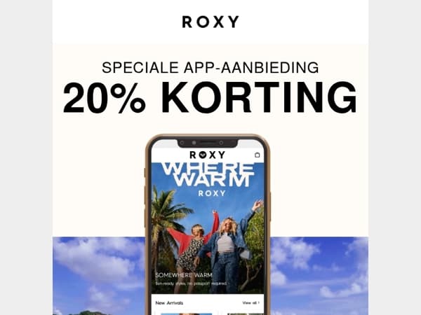 Profiteer van 20% korting op de ROXY Club app