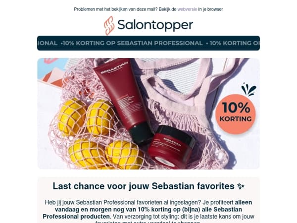 ⚡ Nog 2 dagen: 10% korting op Sebastian Professional
