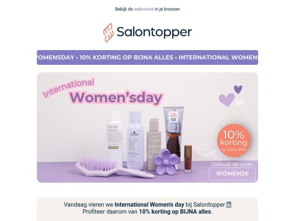 💜 International Women's day 10% korting op BIJNA alles!