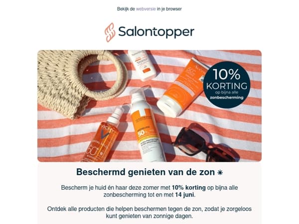 10% korting op bijna alle zonbescherming ☀️